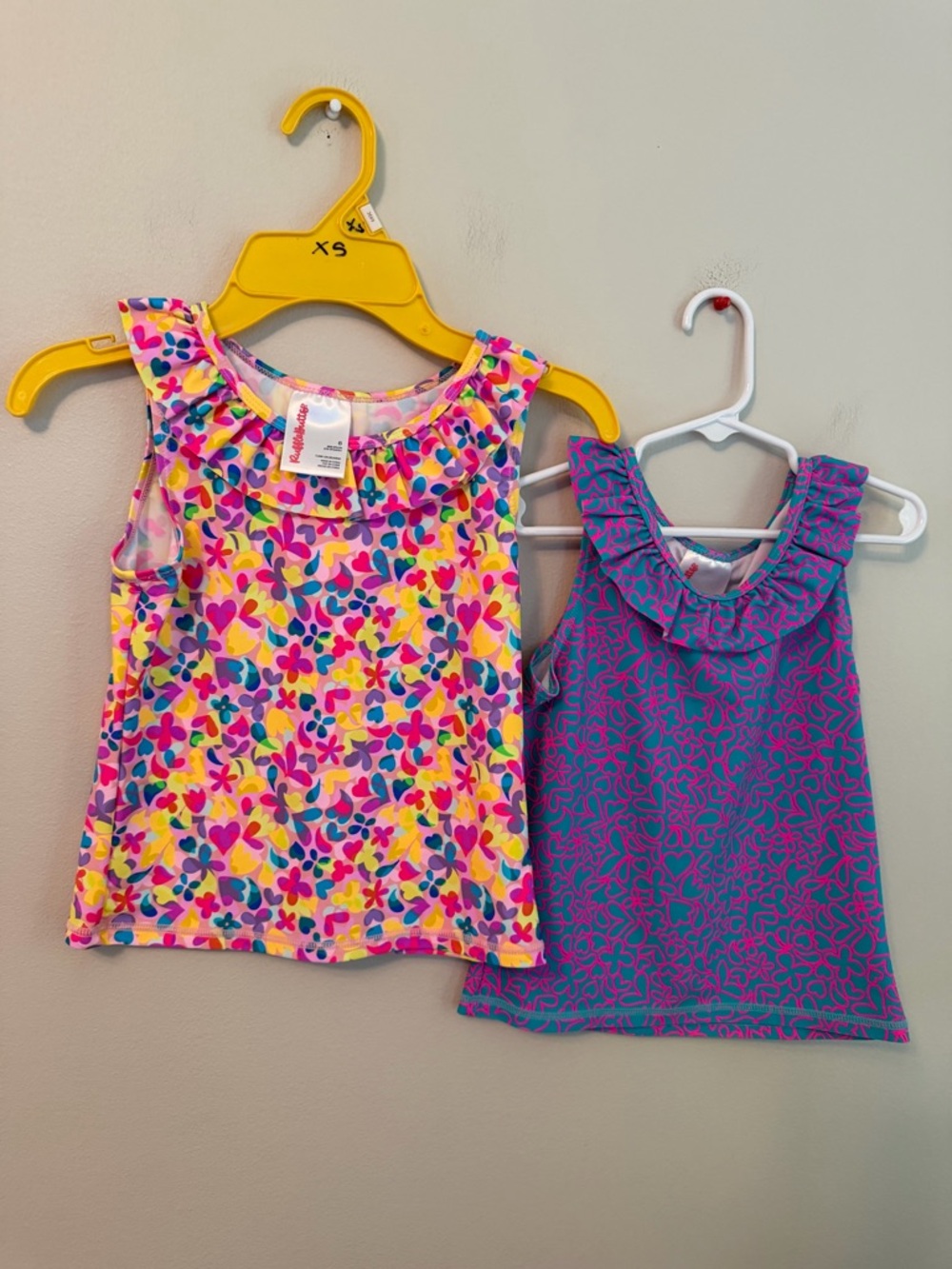 Ruffle Butts Printed Tank Tops - Bright Multi & Purple Floral